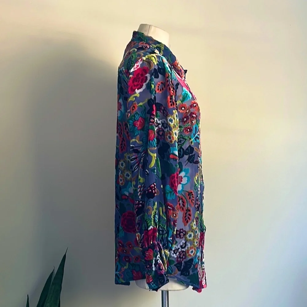 Johnny Was Vibrant Multicolor Floral Shirt - Picture 6 of 7